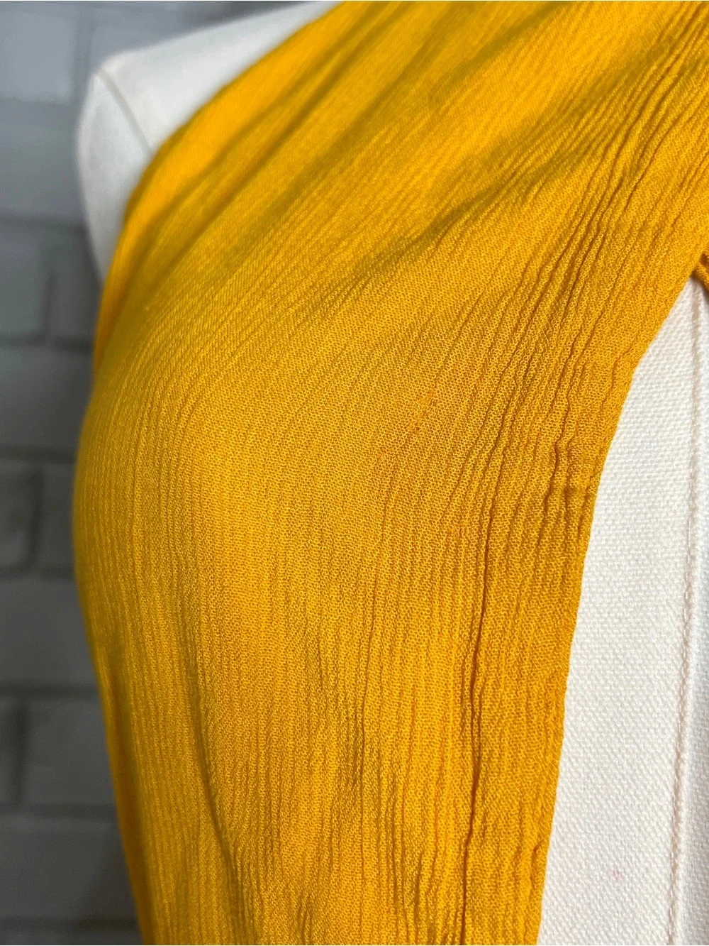 Free People Yellow Keyhole Halter Wide-Leg Jumpsuit with Tie Waist Size Large